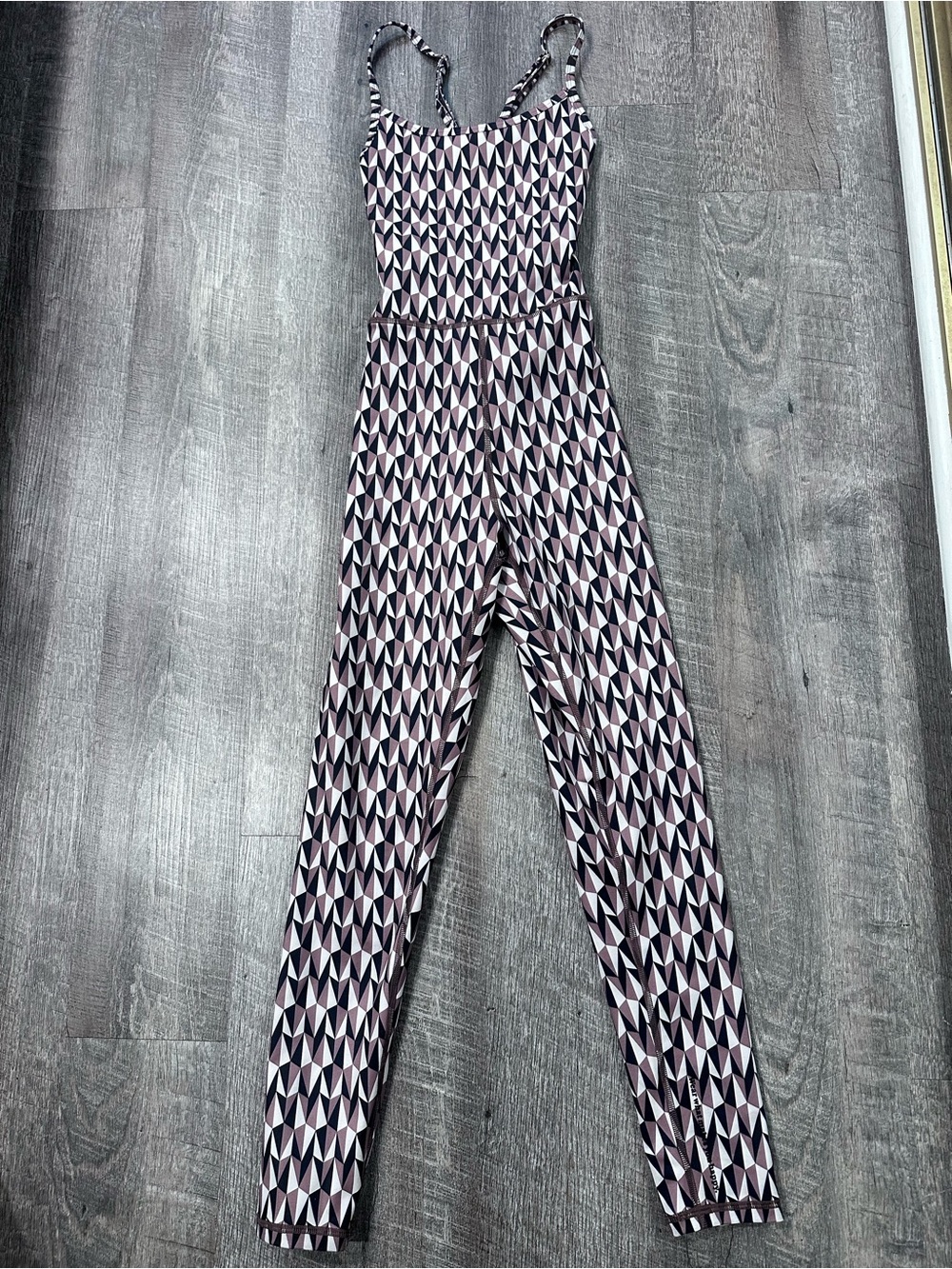 Terez Geometric Print Brown & Black ActivewearJumpsuit